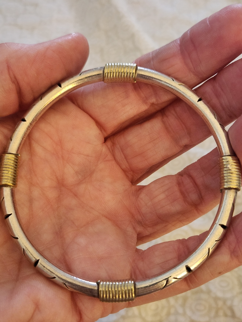 TaxcoSterling Silver and Gold-Tone Carved Tube Bangle Bracelet - Women's Jewelry